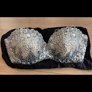 ***Vintage Rhinestone & Sequin Bustier- Size M